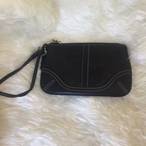 Black leather Coach Wristlet